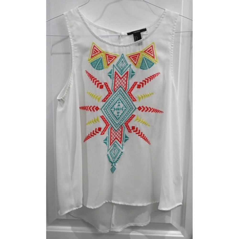 Forever 21 Womens Sheer Sleeveless Decorative Front Tank Top Size S